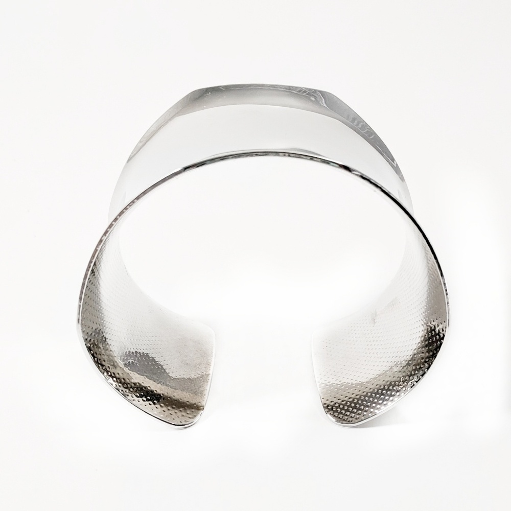 Silver Tone Contoured Mirror Cuff Bracelet